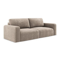 3-SITZER SOFA mit Schlaffunktion Chenille Stoff Beige - Beige/Schwarz, Kunststoff/Textil (244/79/102cm) - LaMiaSofa
