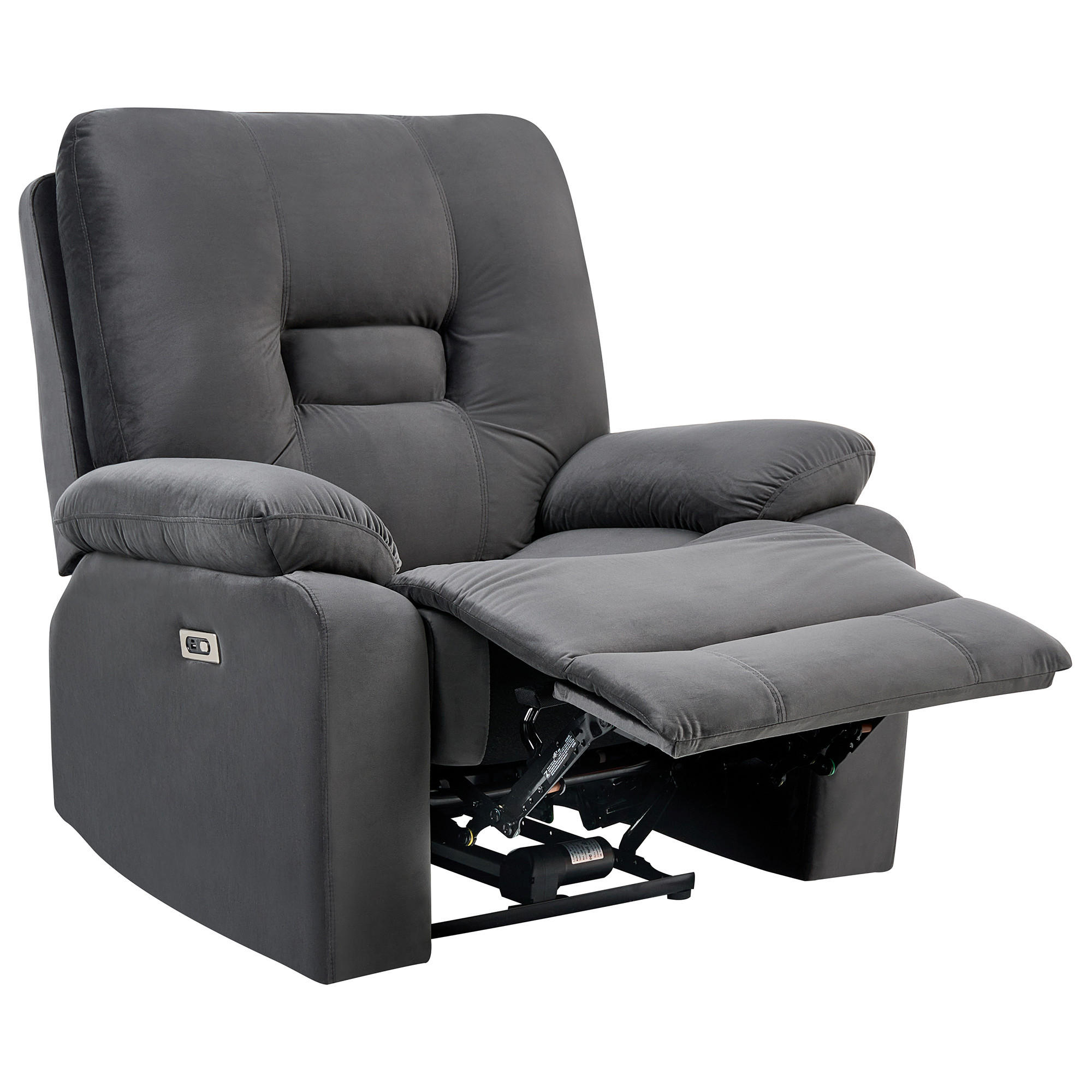 ELEKTRISCHER FERNSEHSESSEL Samtstoff Dunkelgrau Bergen - Dunkelgrau, Textil (85/101/74cm) - Beliani
