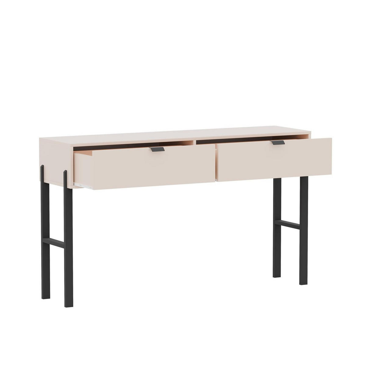 KONSOLENTISCH Calma Sandbeige, mit Schubladen - Beige/Schwarz, Holzwerkstoff (37/140/83cm) - Bettso