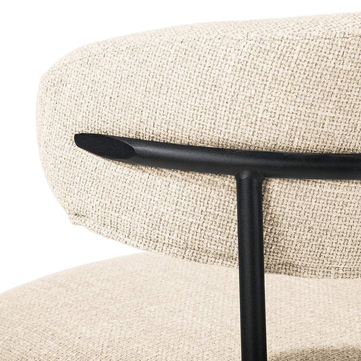 POLSTERSTUHL - Strukturstoff / Edelstahl, 2er-Set - Creme/Schwarz, Metall (58/80/54cm) - home24