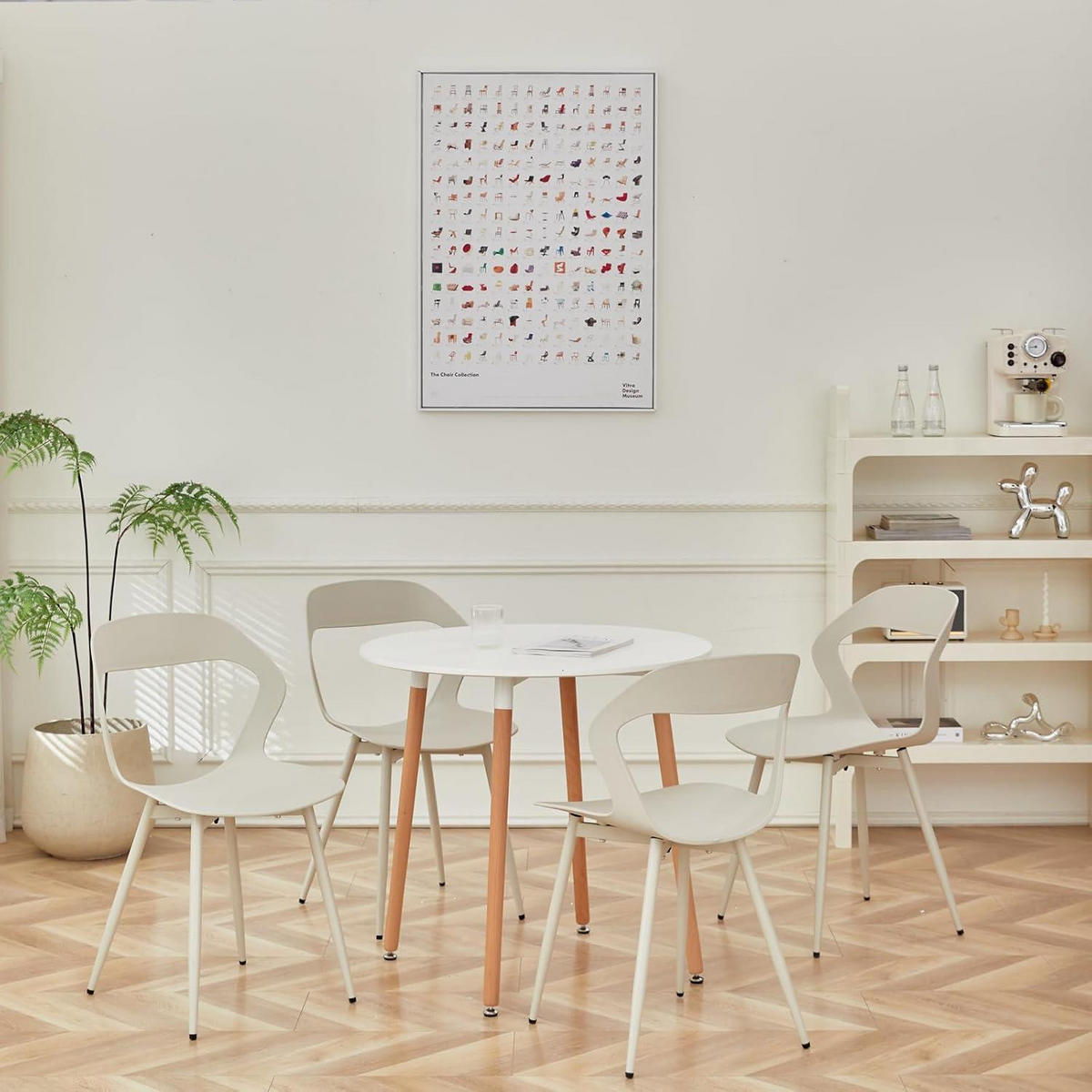 ESSZIMMERSTUHL 4er-Set Beige mit Metallbeinen skandinavischer Stil - Beige, Kunststoff (43/83/43.5cm)