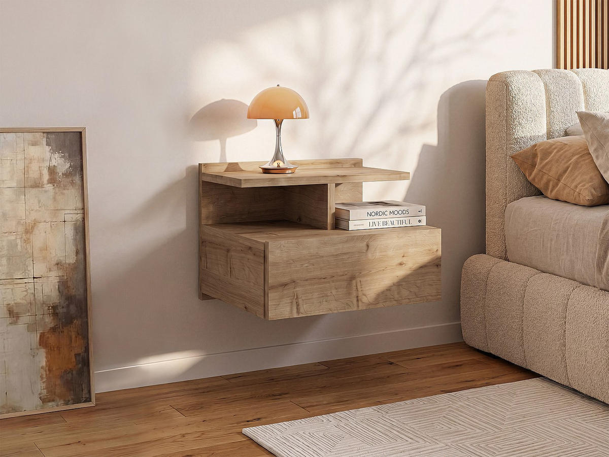 NACHTTISCH - 39.4 cm x 35 cm - Holz, Platte - Naturfarben Hell - AZELNO - Naturfarben, Holz (39.4/32/35cm) - Vente-Unique