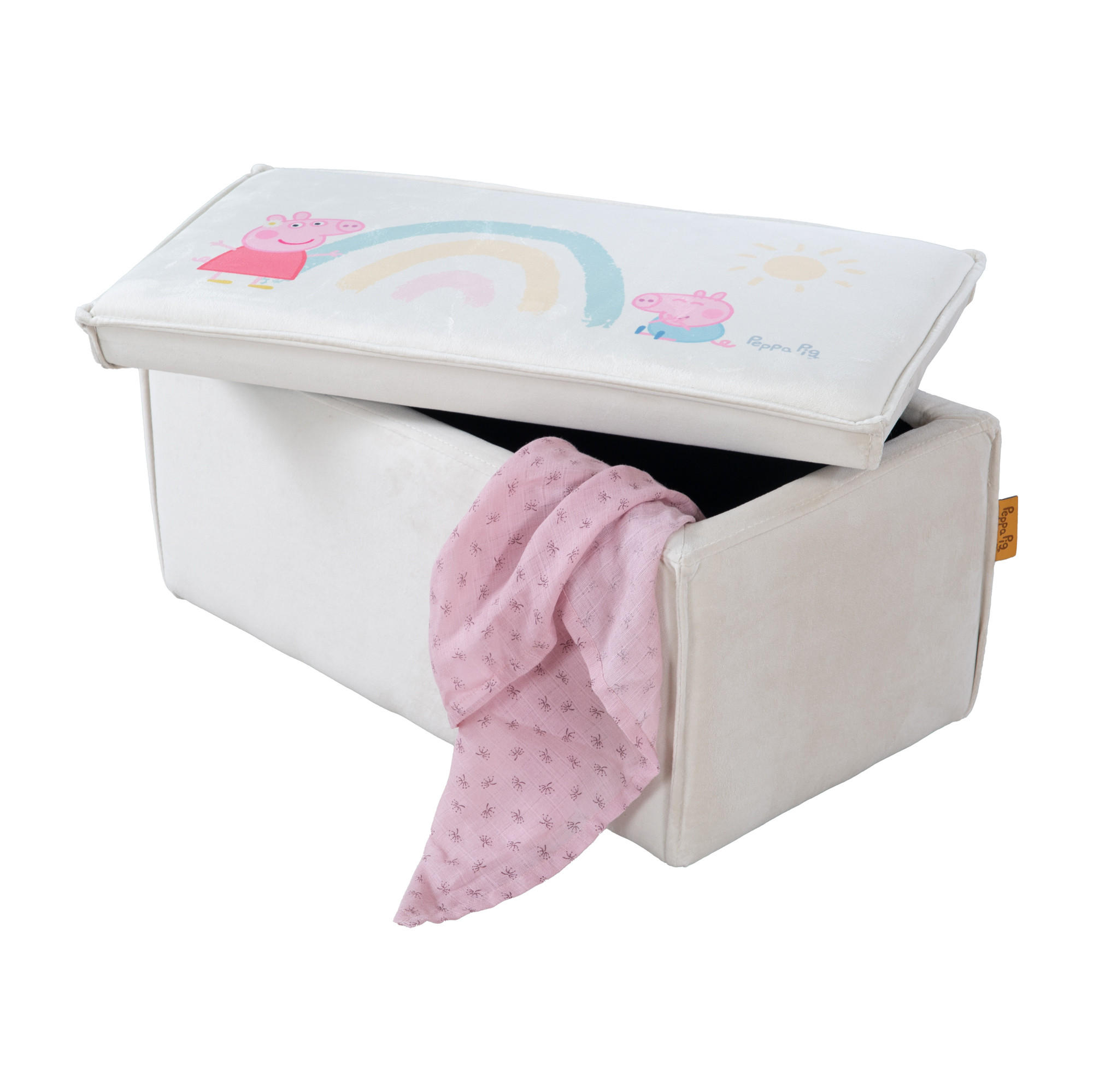 KINDERHOCKER mit Aufbewahrungsfunktion Peppa Pig - Beige, Holzwerkstoff/Textil (56.5/27.5/31cm) - Roba