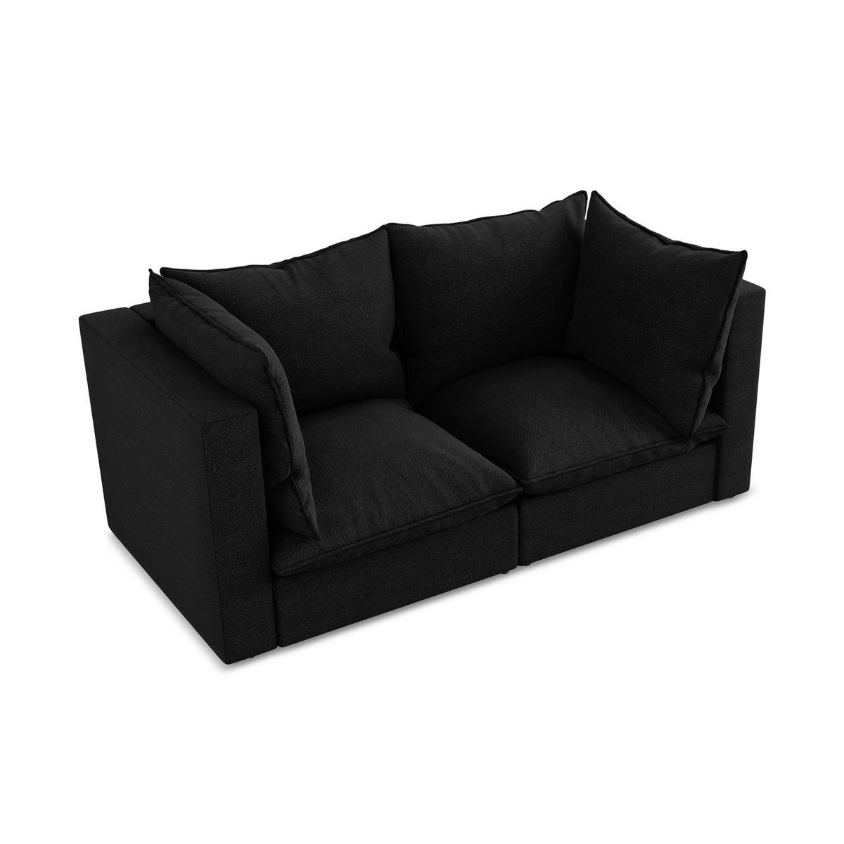 2-SITZER-SOFA Bouclé Stoff Schwarz - Schwarz, Holzwerkstoff/Kunststoff (180/77/90cm) - LaMiaSofa