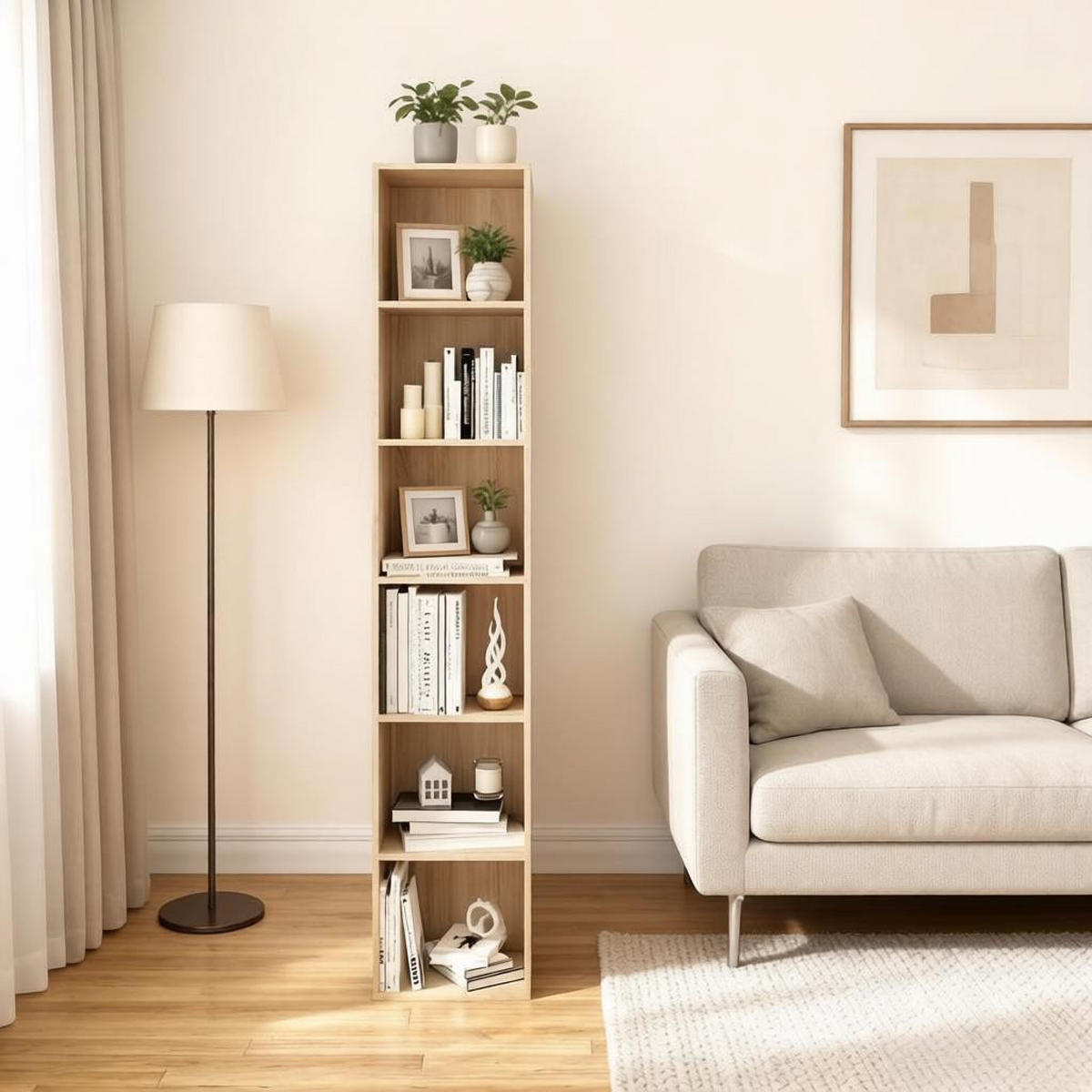 BÜCHERREGAL Eiche 6 Fächer 30/24/158,4 cm - Eichefarben, Holzwerkstoff (30/158.4/24cm) - PANGIVO