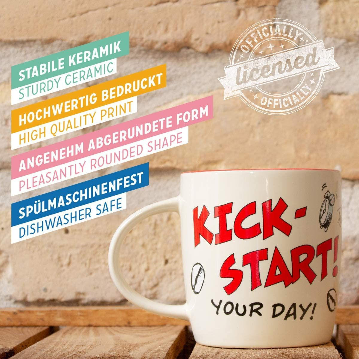 KAFFEETASSE 330 ml MOTOmania Kick-Start Your Day! - Multicolor, Keramik (0.33L) - Nostalgic-Art