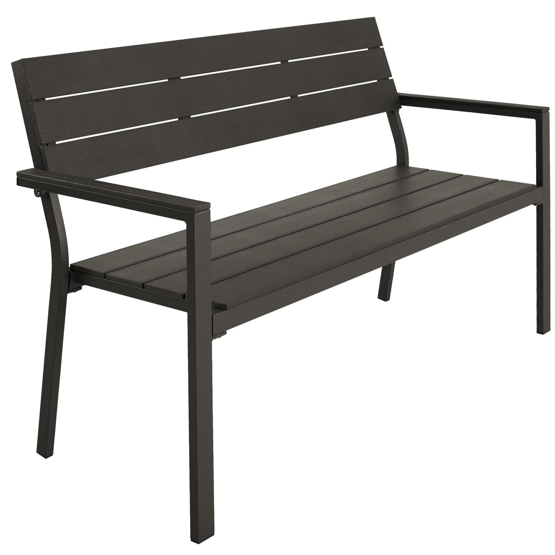 GARTENBANK Line,128 x 59 x 88 cm,dunkelgrau - Dunkelgrau, Metall (59/88/128cm) - tectake