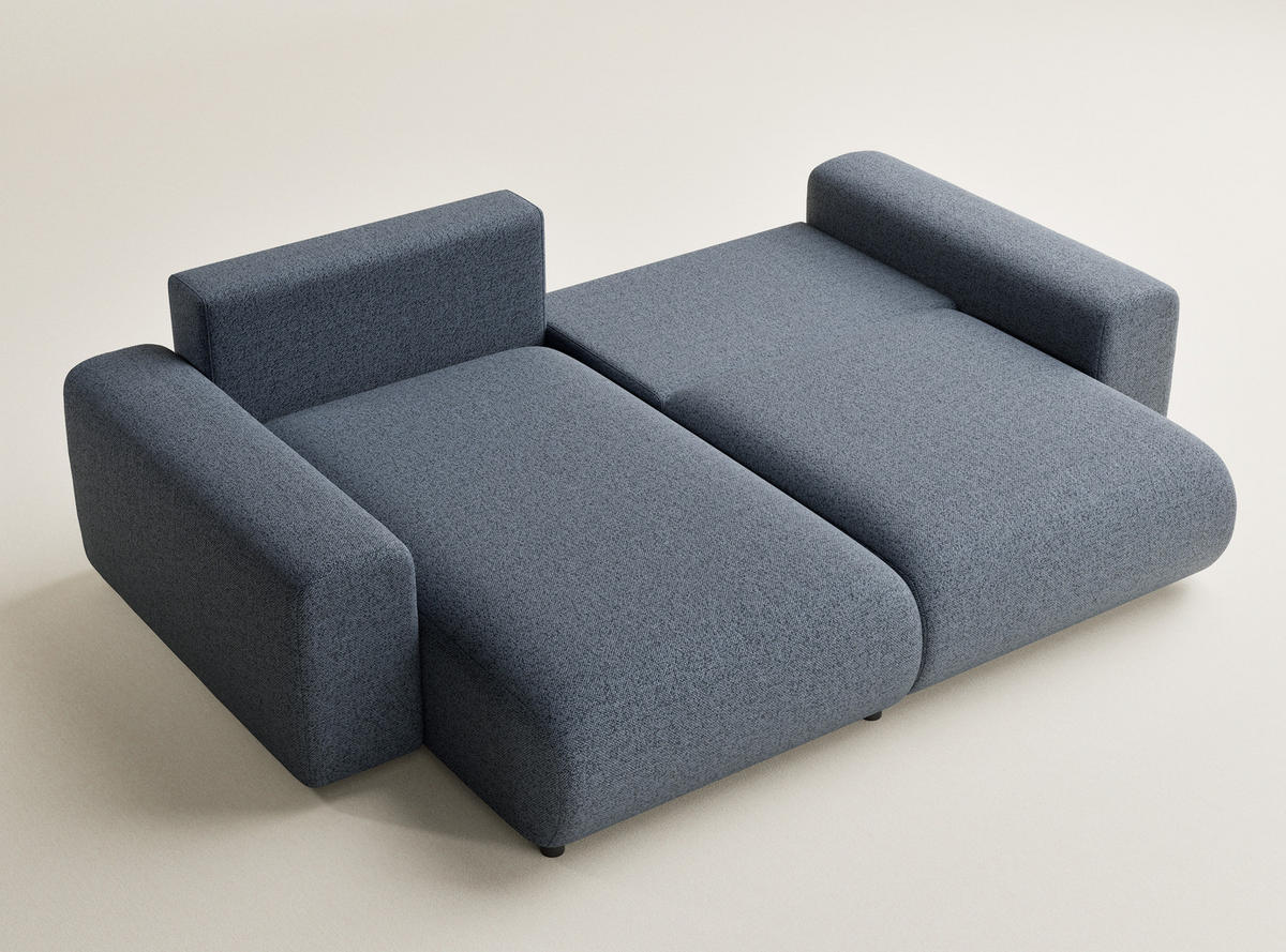 ECKSOFA MIT SCHLAFFUNKTION Solo Blau Grau Webstoff - Blaugrau/Schwarz, Holz/Holzwerkstoff (255/168cm) - Maison de Reve