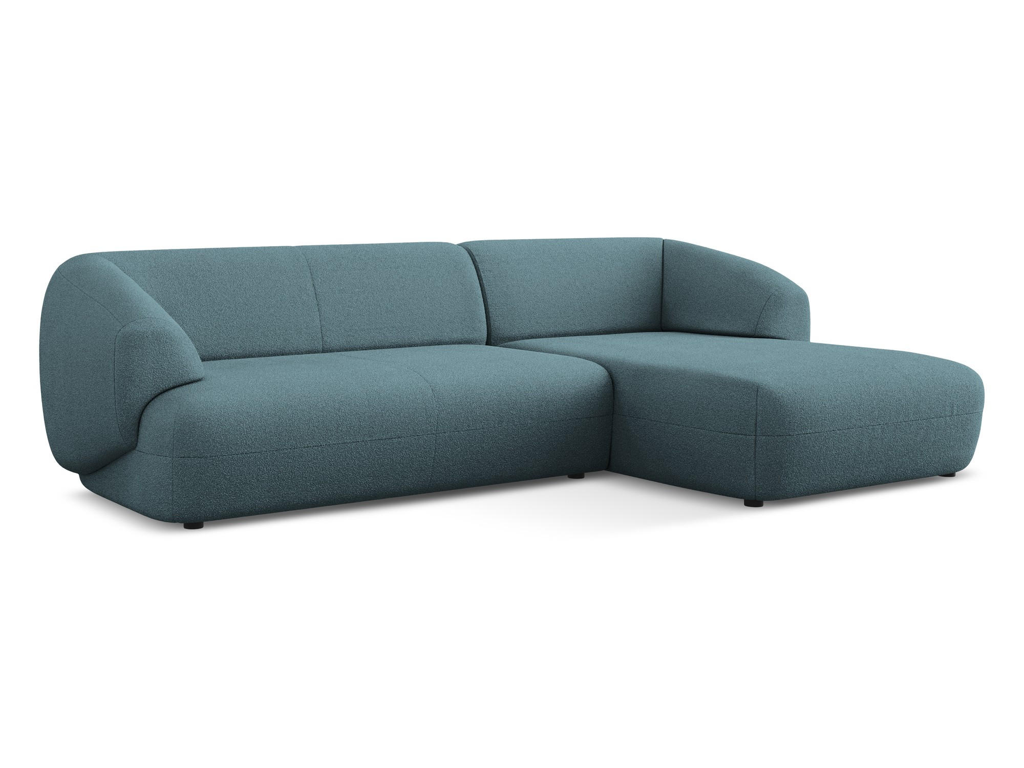 ECKSOFA Rechts Bouclé Stoff Blau - Blau/Blaugrau, Kunststoff/Textil (280/156cm) - Makamii