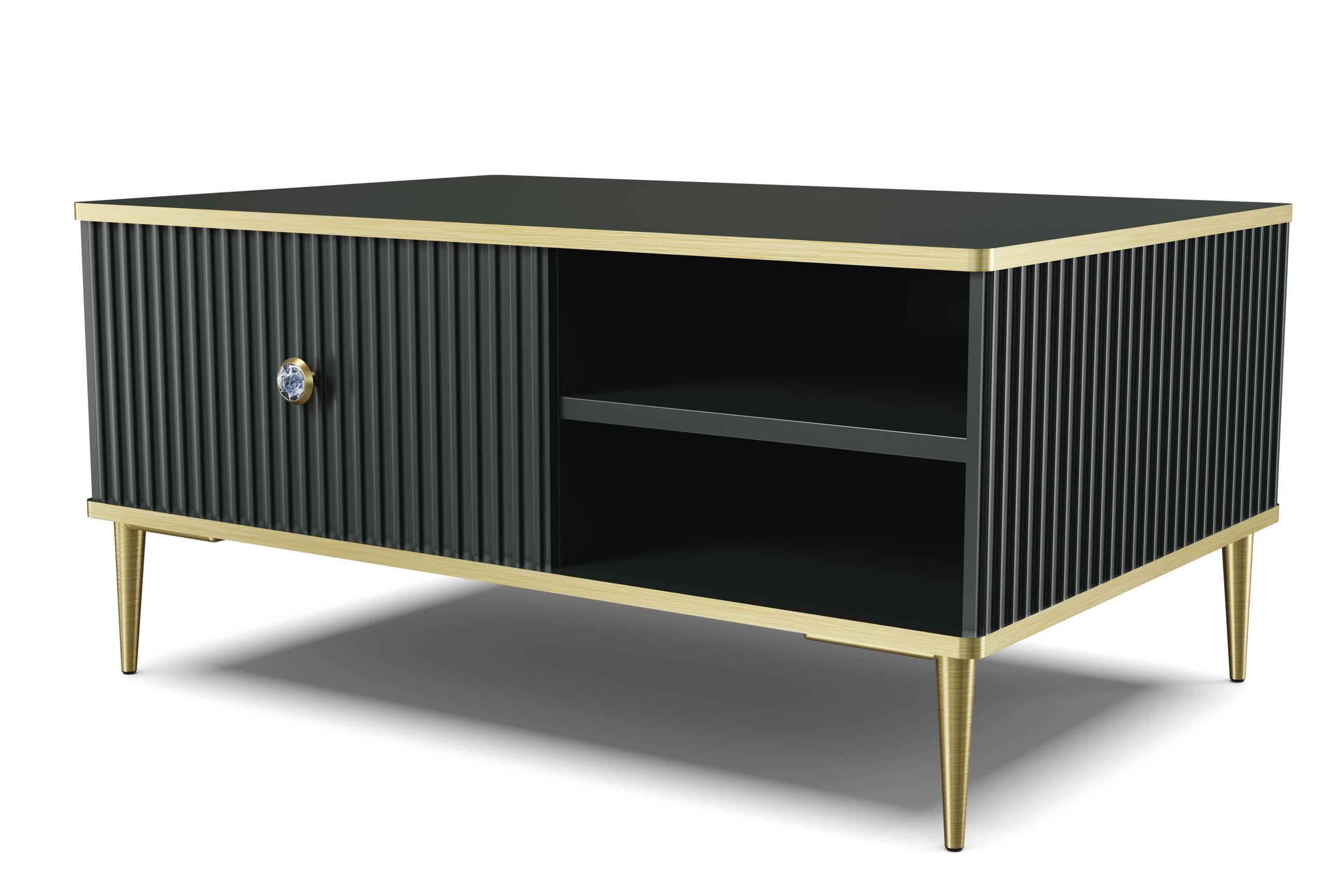 COUCHTISCH Schwarz, Gold 90/43/60 - Schwarz, Holzwerkstoff (60/90/43cm) - RAUMHIRSCH FURNITURE