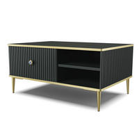 COUCHTISCH Schwarz, Gold 90/43/60 - Schwarz, Holzwerkstoff (60/90/43cm) - RAUMHIRSCH FURNITURE
