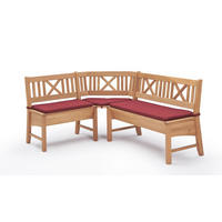 ECKBANK Deborah 135 x 224 x 87 Massivholz Buche lackiert/Weinrot - Buchefarben/Rot, Holz (135/224cm) - 58aufmkessel
