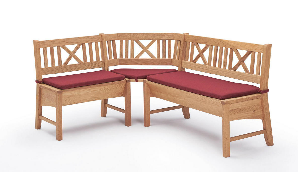 ECKBANK Deborah 135 x 224 x 87 Massivholz Buche lackiert/Weinrot - Buchefarben/Rot, Holz (135/224cm) - 58aufmkessel
