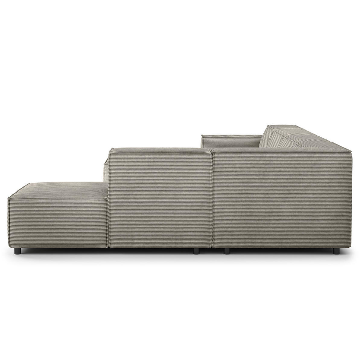 WOHNLANDSCHAFT mit Longchair & Ottomane - Graubraun/Schwarz, Kunststoff/Textil (369/70/234cm) - home24