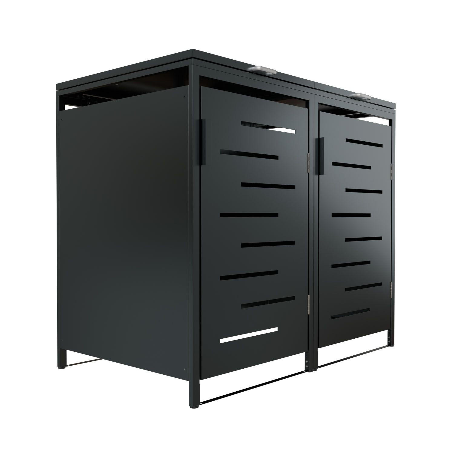 MÜLLTONNENBOX Arel 2er-Set - Anthrazit, Metall (136/120/80cm) - Juskys