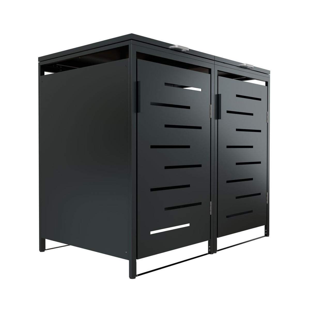 MÜLLTONNENBOX Arel 2er-Set - Anthrazit, Metall (136/120/80cm) - Juskys