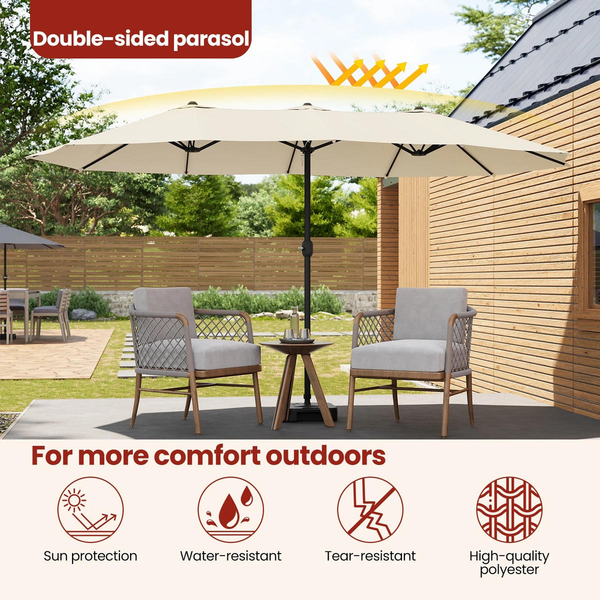 SONNENSCHIRM Kurbel Beige 450x267 cm - Beige, Textil/Metall (450/267cm) - Kaket