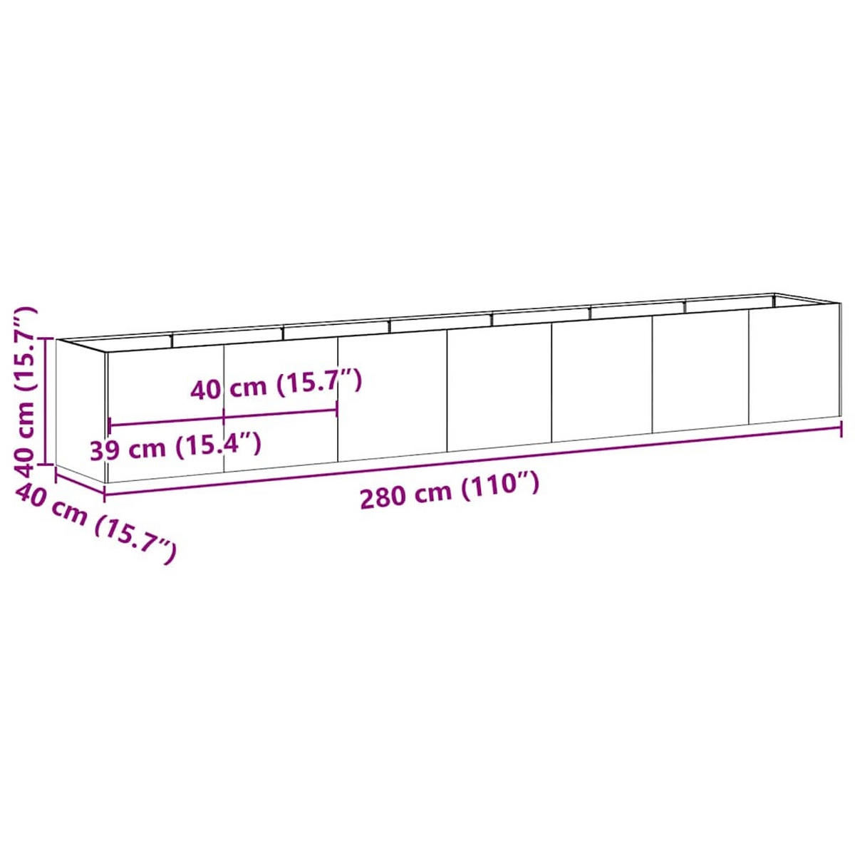 PFLANZKÜBEL Anthrazit 280/40/40 Cm Kaltgewalzter Stahl - Anthrazit, Metall (40/40/280cm) - vidaXL