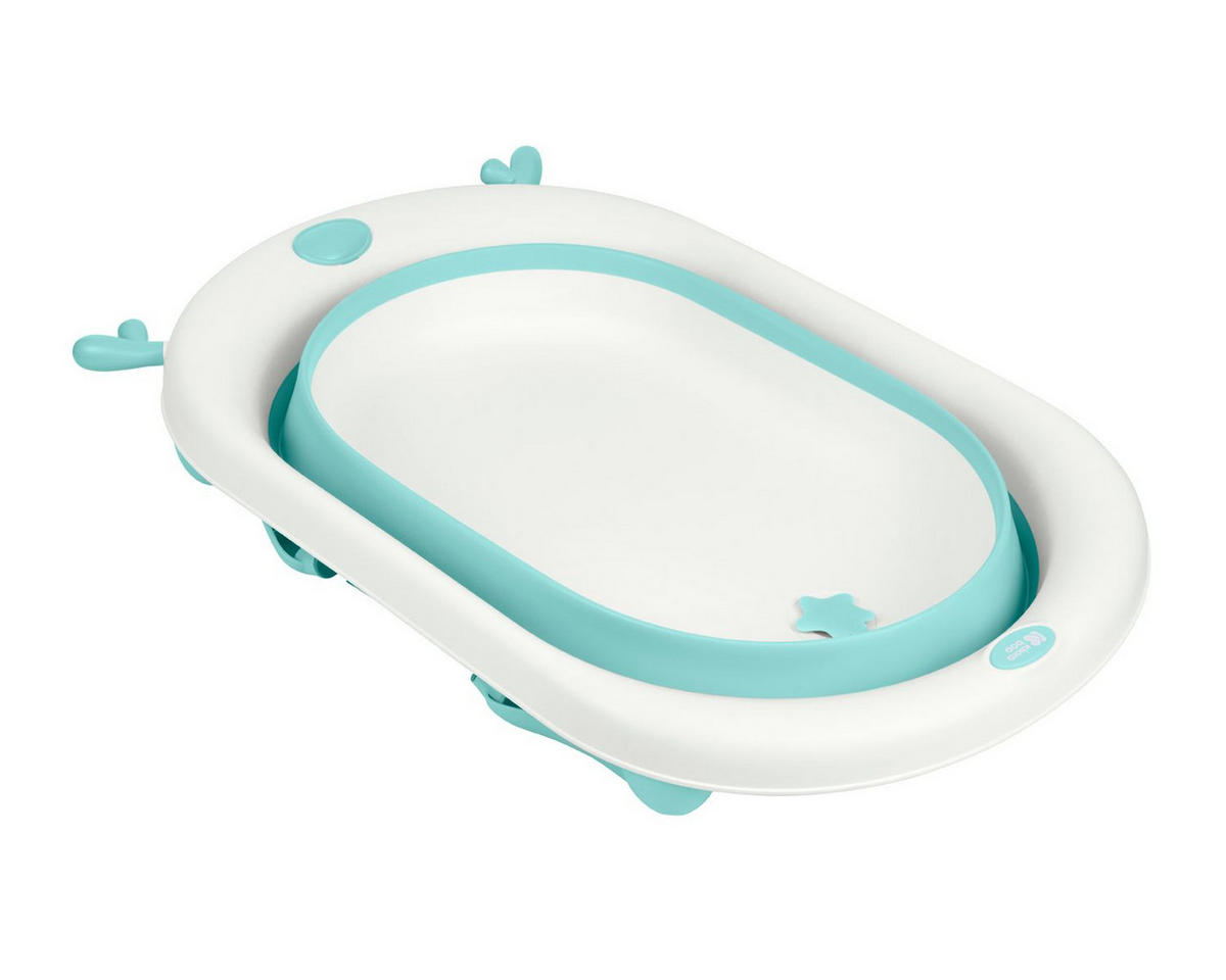 BABYBADEWANNE Foldy grün faltbar, Wasserablauf, ab Geburt, rutschfeste Beine, für unterwegs - Grün, Kunststoff (51/81.5cm) - Kikka boo