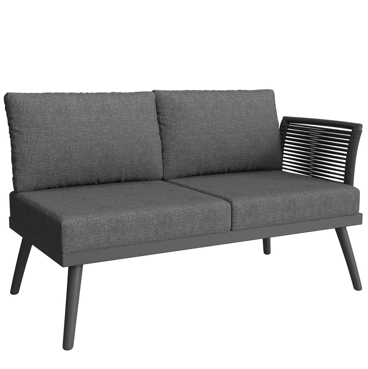 GARTENLOUNGE-SET 237/65/79 cm modular mit Couchtisch, WPC-Tischplatte und Polstern, Eisen, Grau - Grau, Metall - Redom