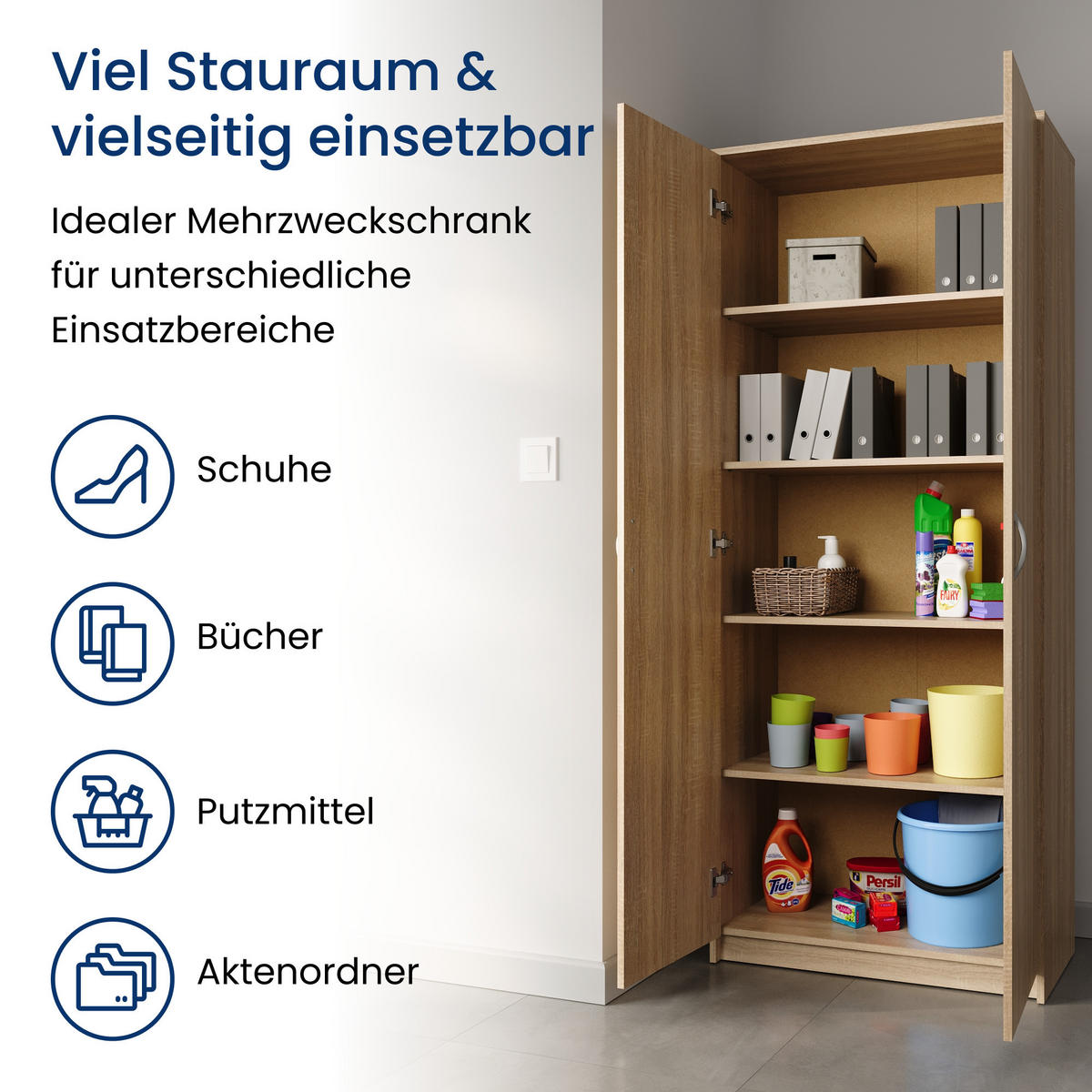 MEHRZWECKSCHRANK mit 5 Fächern und 2 Türen in Sonoma - Sonoma Eiche, Holzwerkstoff (74/180/35cm) - Home Collective