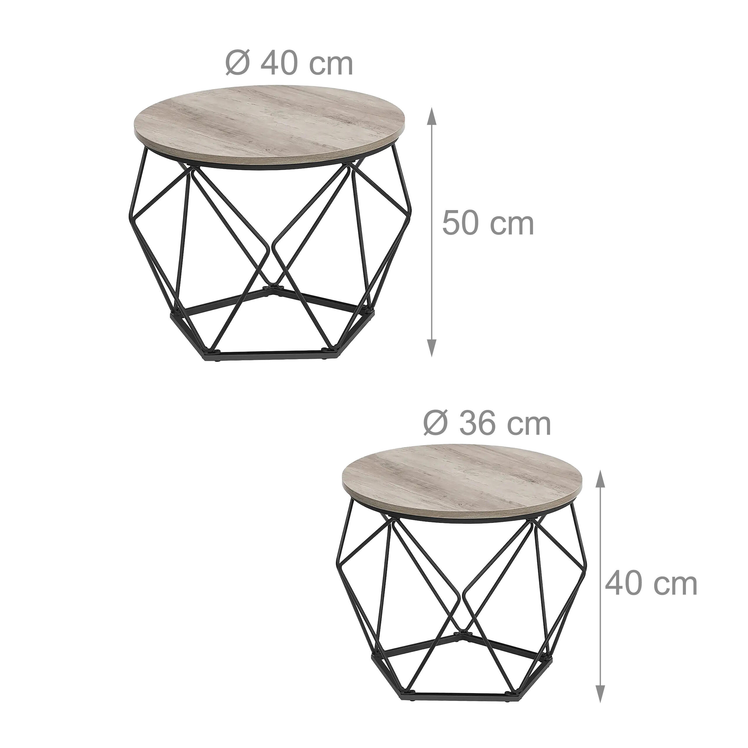 Thumbnail - Relaxdays 2-Tlg.couchtisch-Set, Mehrfarbig, Holzwerkstoff, Metall, 40x50x40 cm, Wohnzimmer, Wohnzimmertische, Couchtisch...