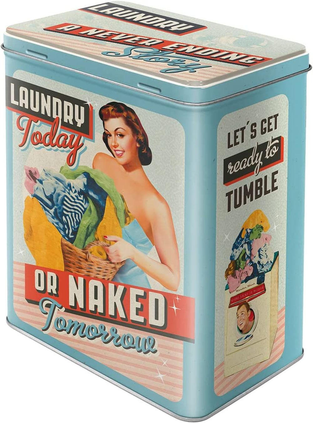VORRATSDOSE L Laundry Today or Naked Tomorrow - Multicolor, Metall (14/20/10cm) - Nostalgic-Art
