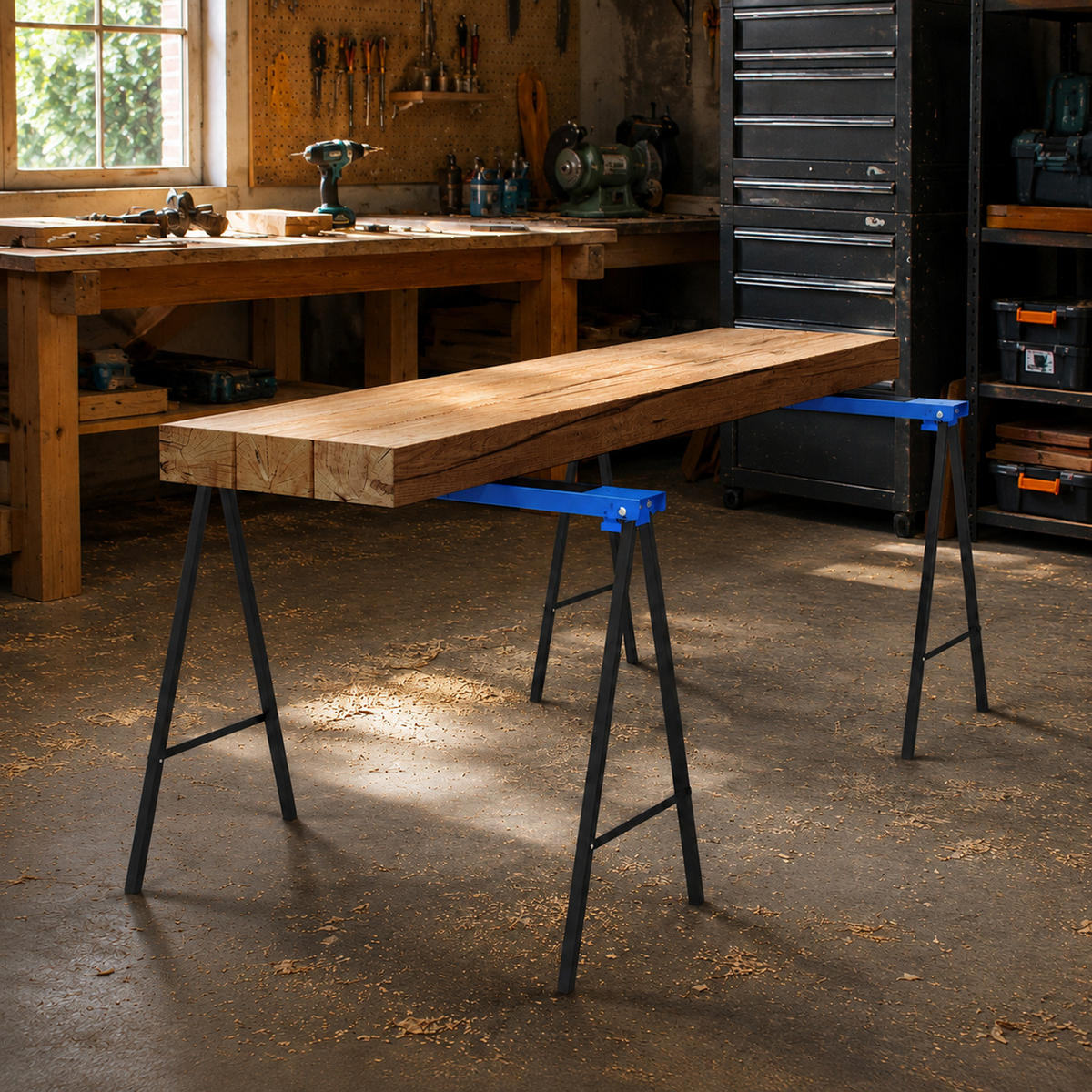 ARBEITSBOCK 2er Set Metall Kunststoff Blau - Blau, Metall (99.5/50/76cm) - DURHAND