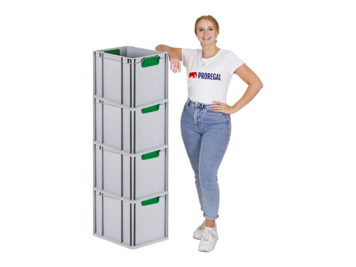 EUROBOX 4x Nextgen Color 32x30x40cm 30 Liter Griffe Grün Geschlossen - Grün, Kunststoff (30/32/40cm) - PROREGAL