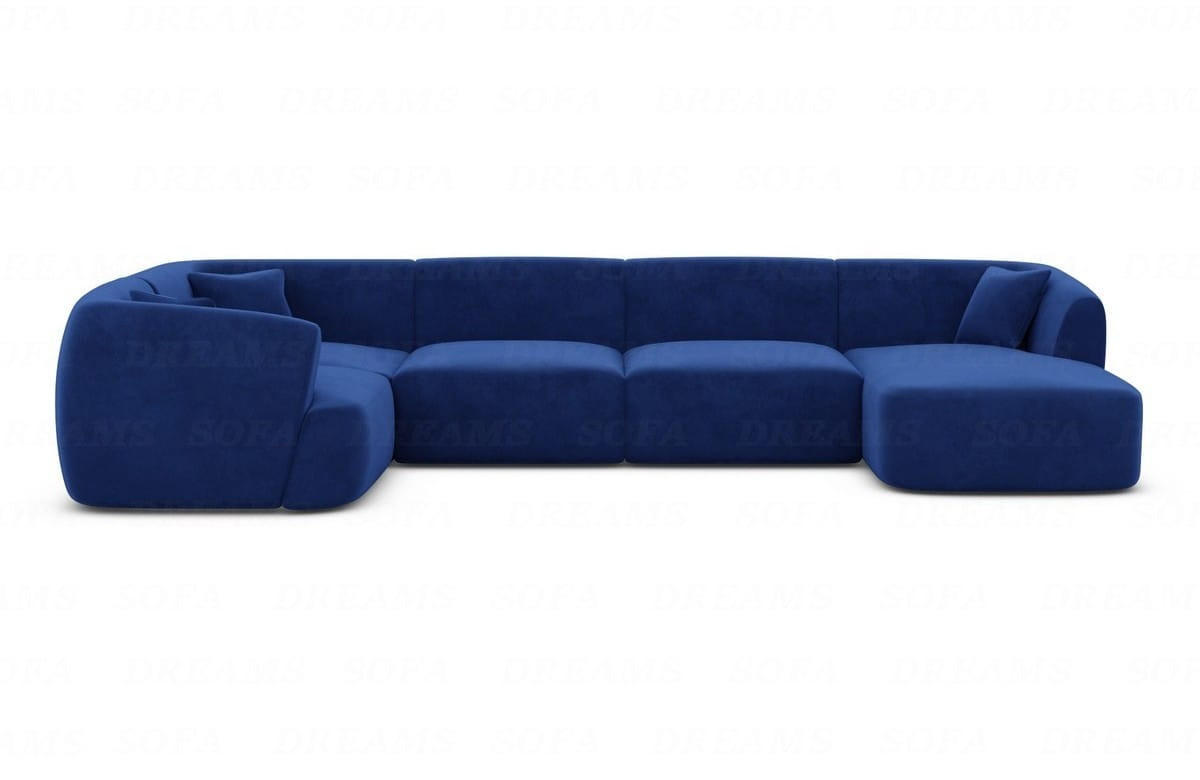WOHNLANDSCHAFT Azura Dunkelblau Samtstoff - Dunkelblau, Kunststoff (325/78/177cm)