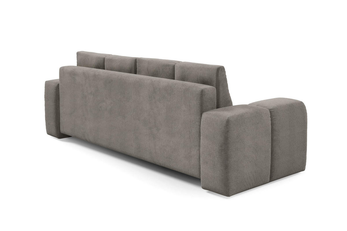 BETTSOFA DUCA Grau Jersey- Stoff mit Schlaffunktion - Grau, Holz (259/90/99cm) - MASSENO