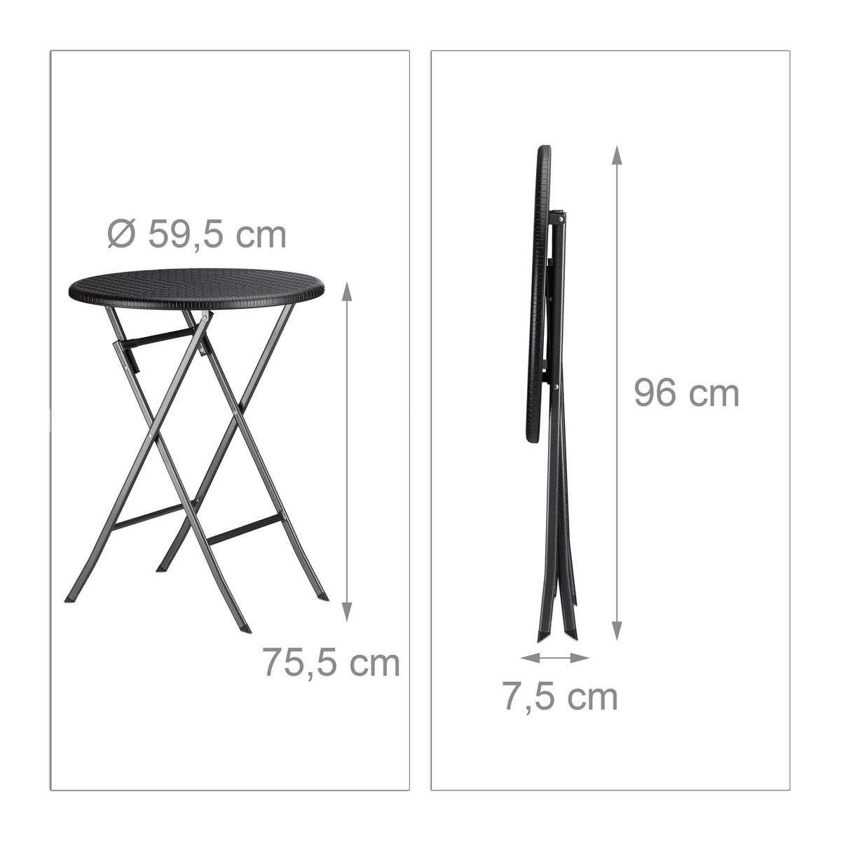 GARTENMÖBEL Set - Schwarz, Kunststoff/Metall - Relaxdays