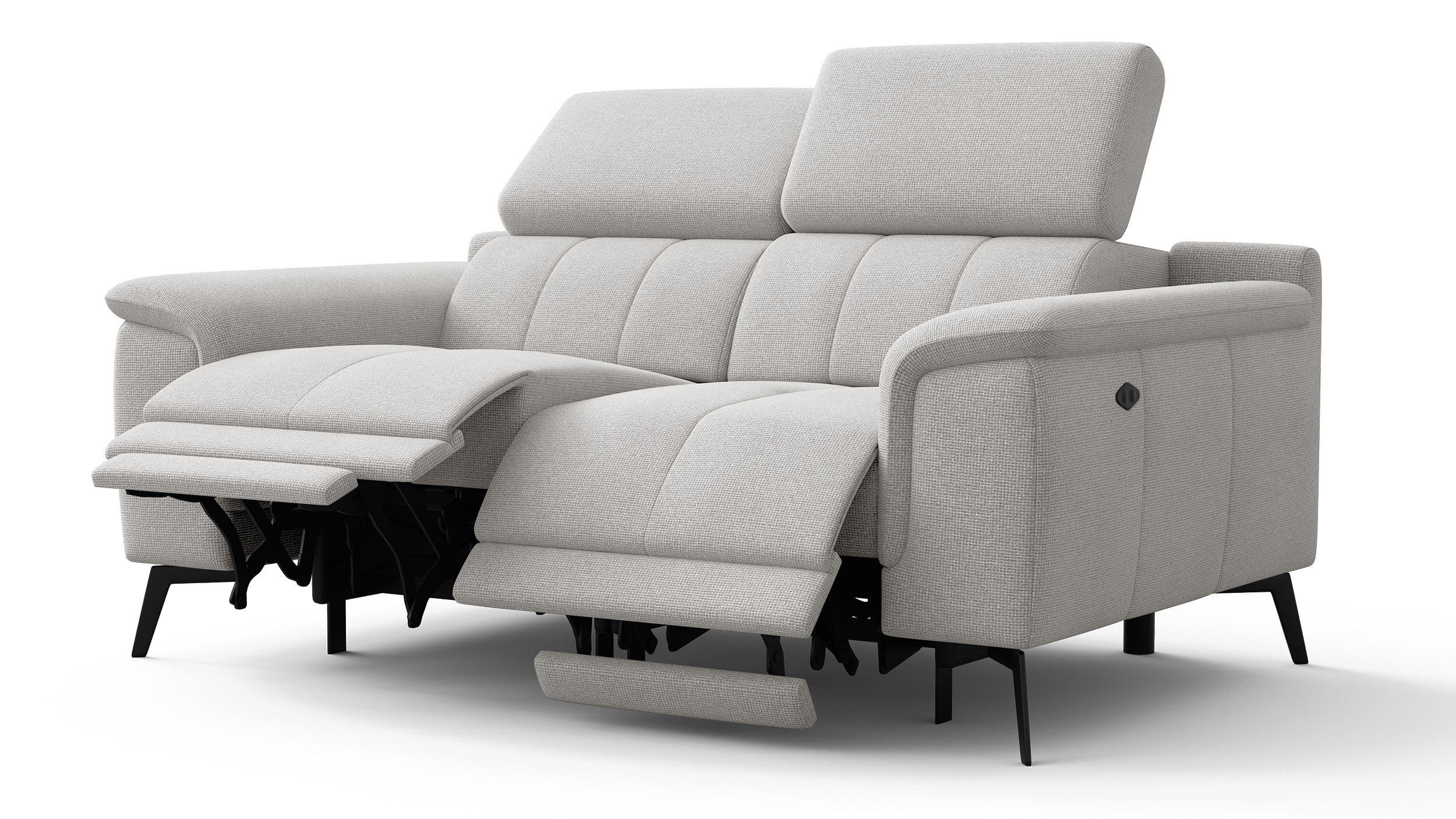 RELAXSOFA FIERO 2-Sitzer mit 2 Relaxfunktionen, hellgrau - Hellgrau/Schwarz, Holzwerkstoff/Textil (170/82/103cm) - Courtois Laville