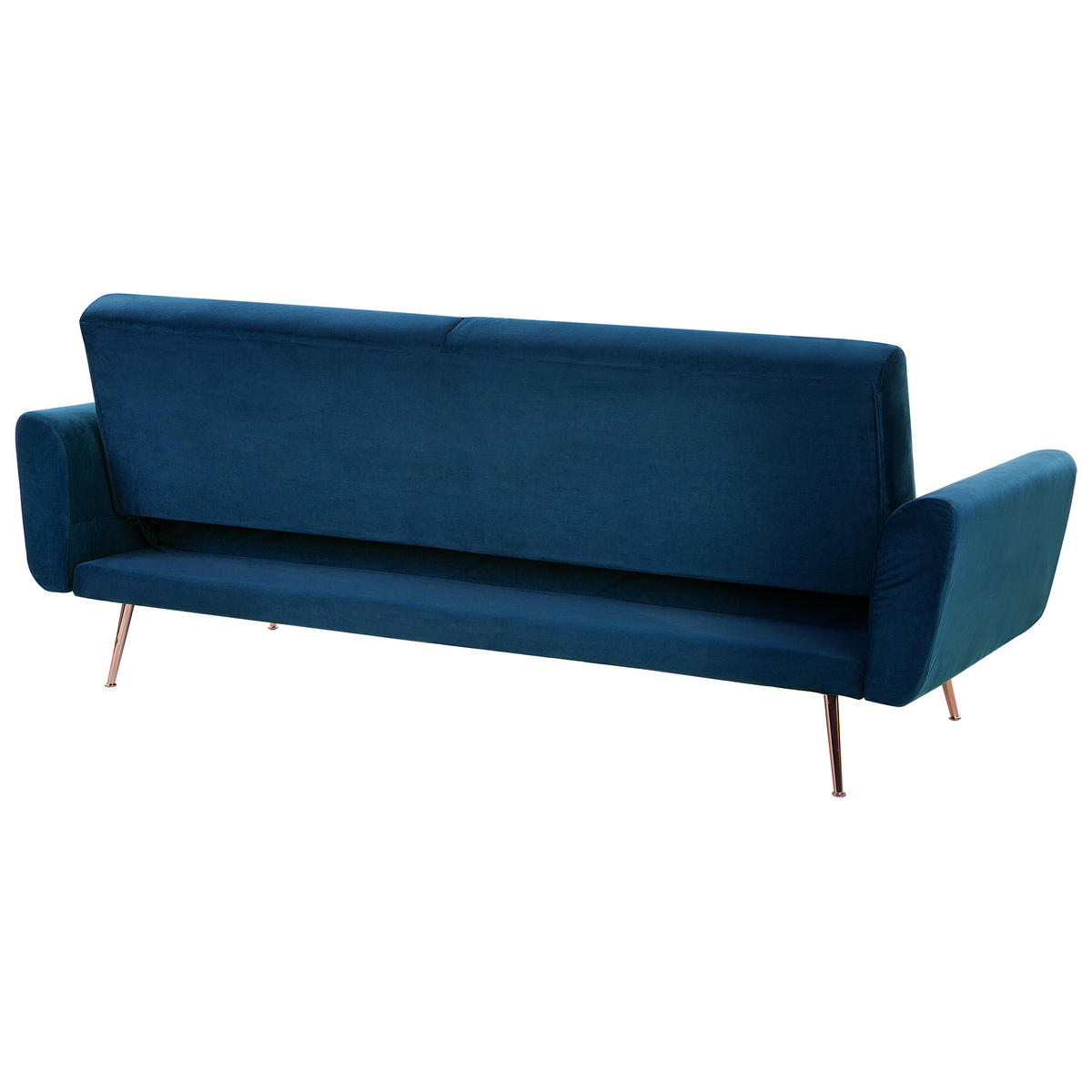 3-SITZER-SCHLAFSOFA Samtstoff marineblau Eina - Blau/Kupferfarben, Textil (210/86/81cm) - Beliani