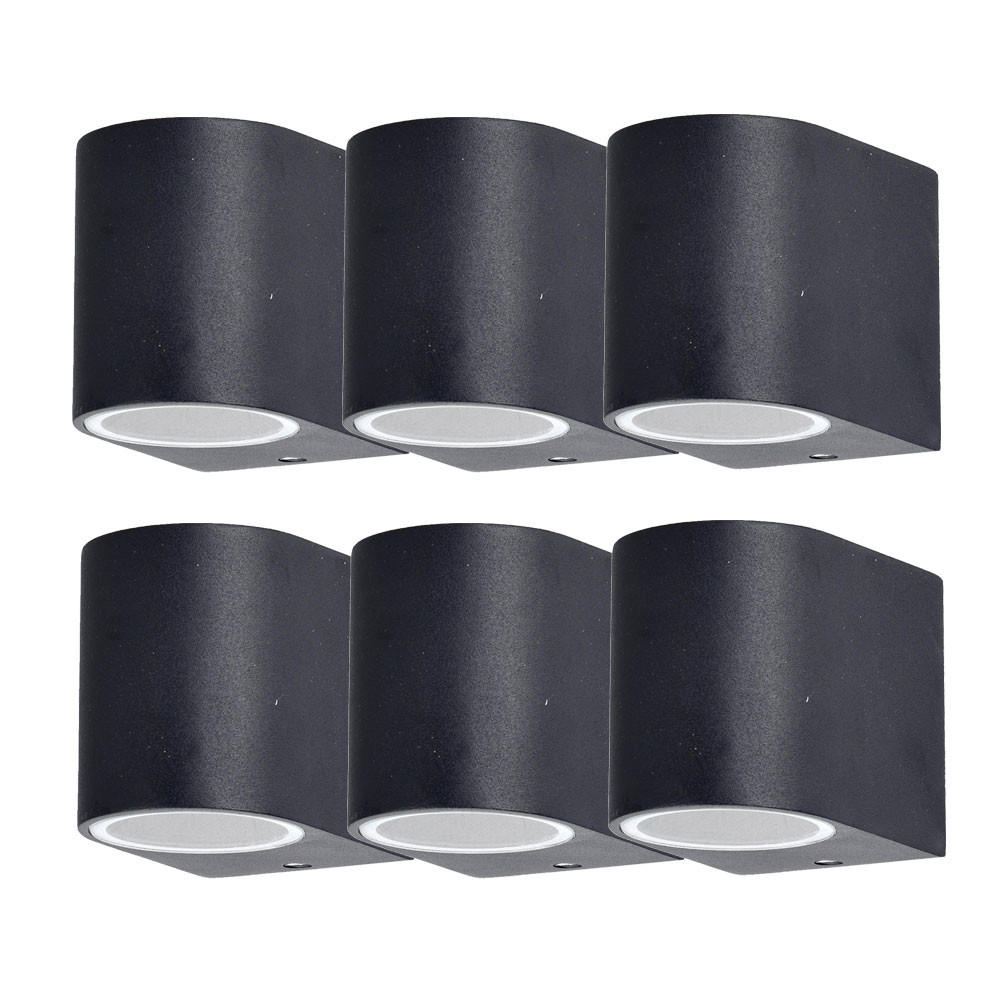 RGB LED AUSSEN-WANDLEUCHTEN Aluminium Schwarz 6er Set - Schwarz, Glas (7/8/9.4cm)