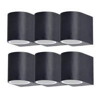 RGB LED AUSSEN-WANDLEUCHTEN Aluminium Schwarz 6er Set - Schwarz, Glas (7/8/9.4cm)