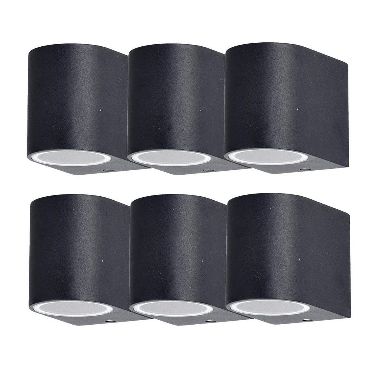 RGB LED AUSSEN-WANDLEUCHTEN Aluminium Schwarz 6er Set - Schwarz, Glas (7/8/9.4cm)