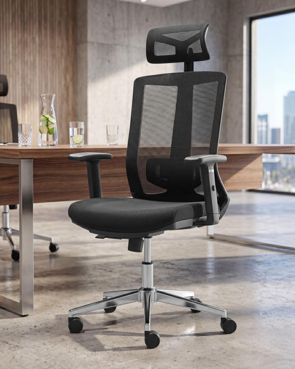 KANCELÁŘSKÁ ŽIDLE Látka Černá Enso - černá, textil (66/123/66cm) - Beliani