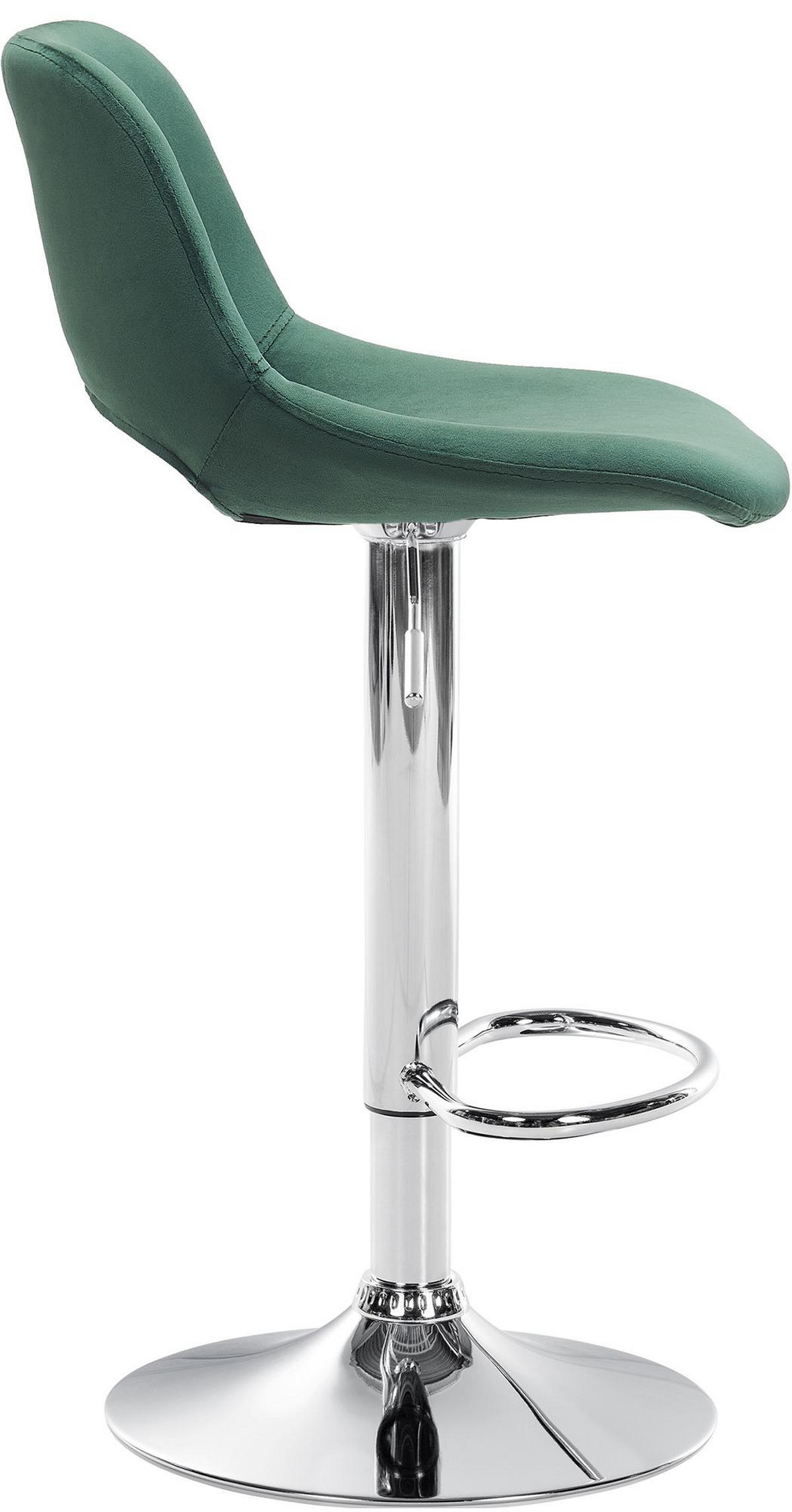BARHOCKER 2er Set Samt grün - Chromfarben/Grün, Textil/Metall (42/86/46cm) - CLP