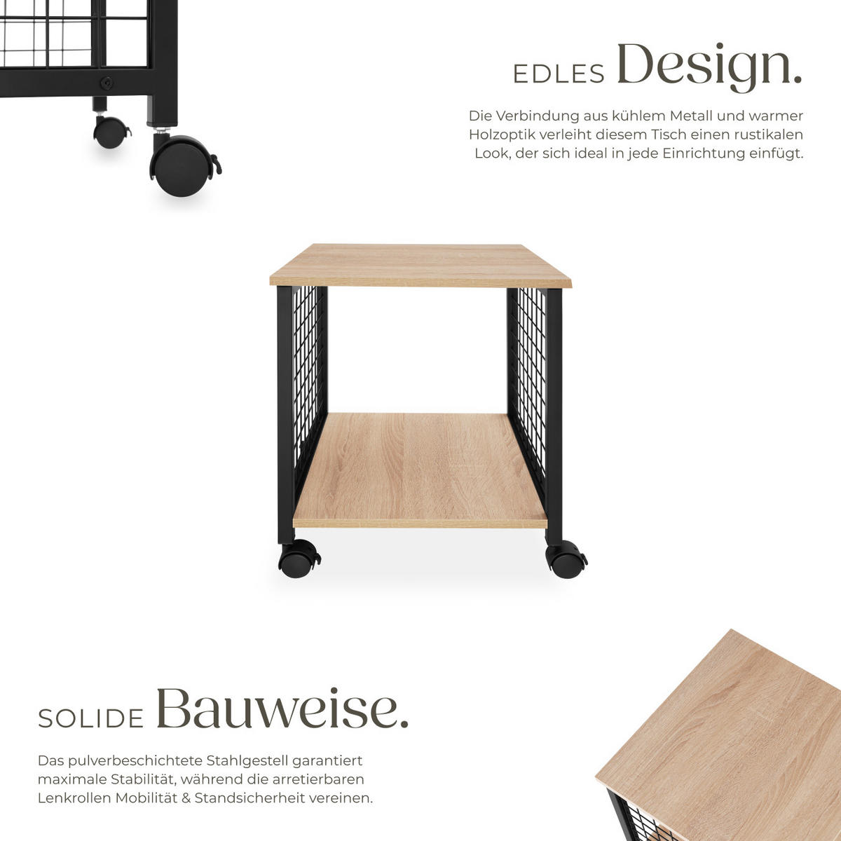 BEISTELLTISCH Gary,40 x 40 x 48 cm,Industrial Holz hell, Eiche Sonoma - Naturfarben, Holzwerkstoff (40/40/48cm) - tectake