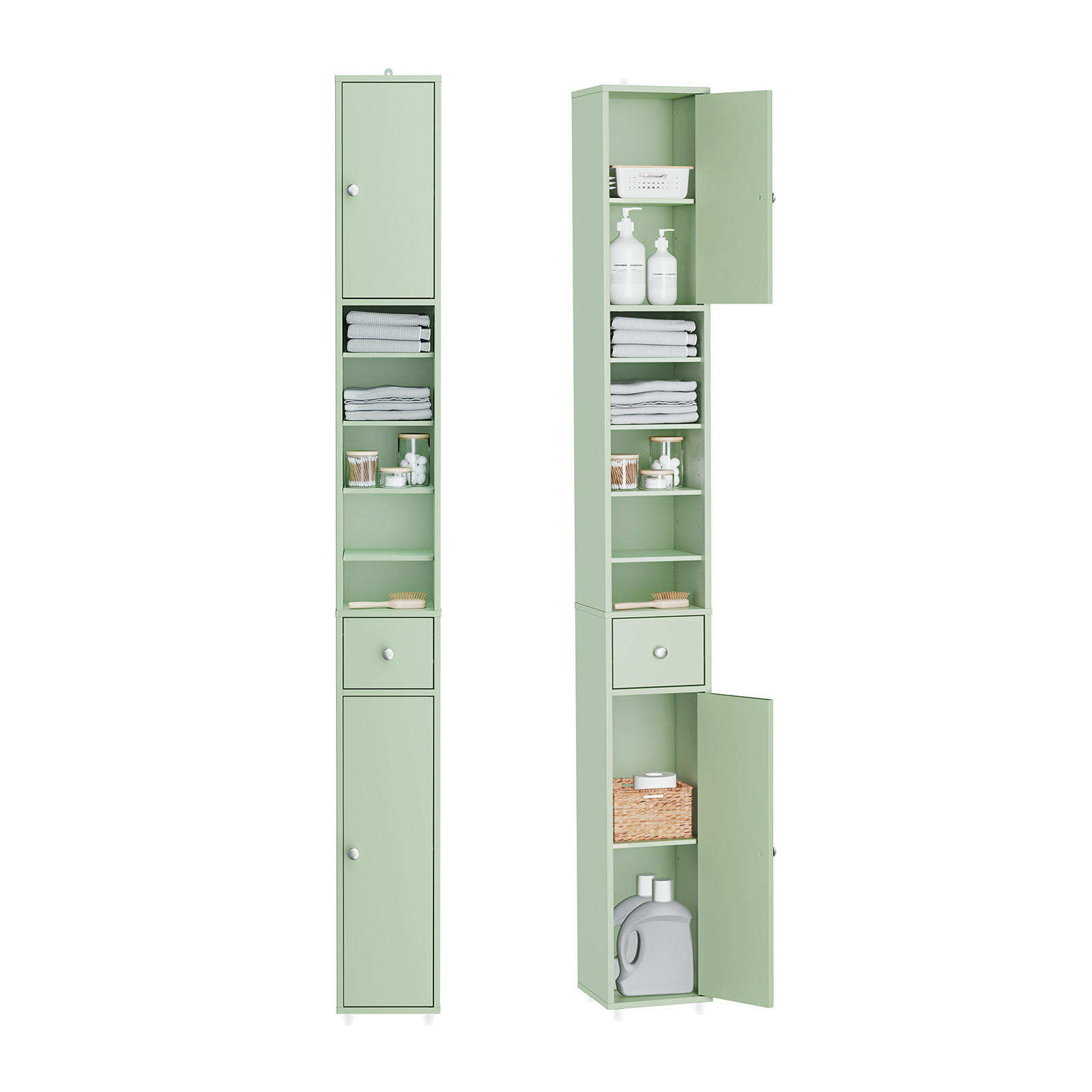 HOCHSCHRANK schmal Hellgrün - Hellgrün, Holzwerkstoff (20/180/20cm) - SoBuy