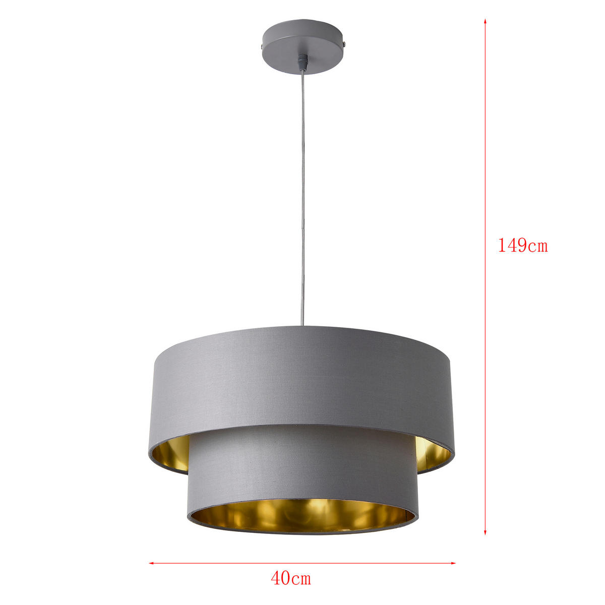 HÄNGELEUCHTE Lopar - Grau, Metall (40/40/149cm) - lux.pro