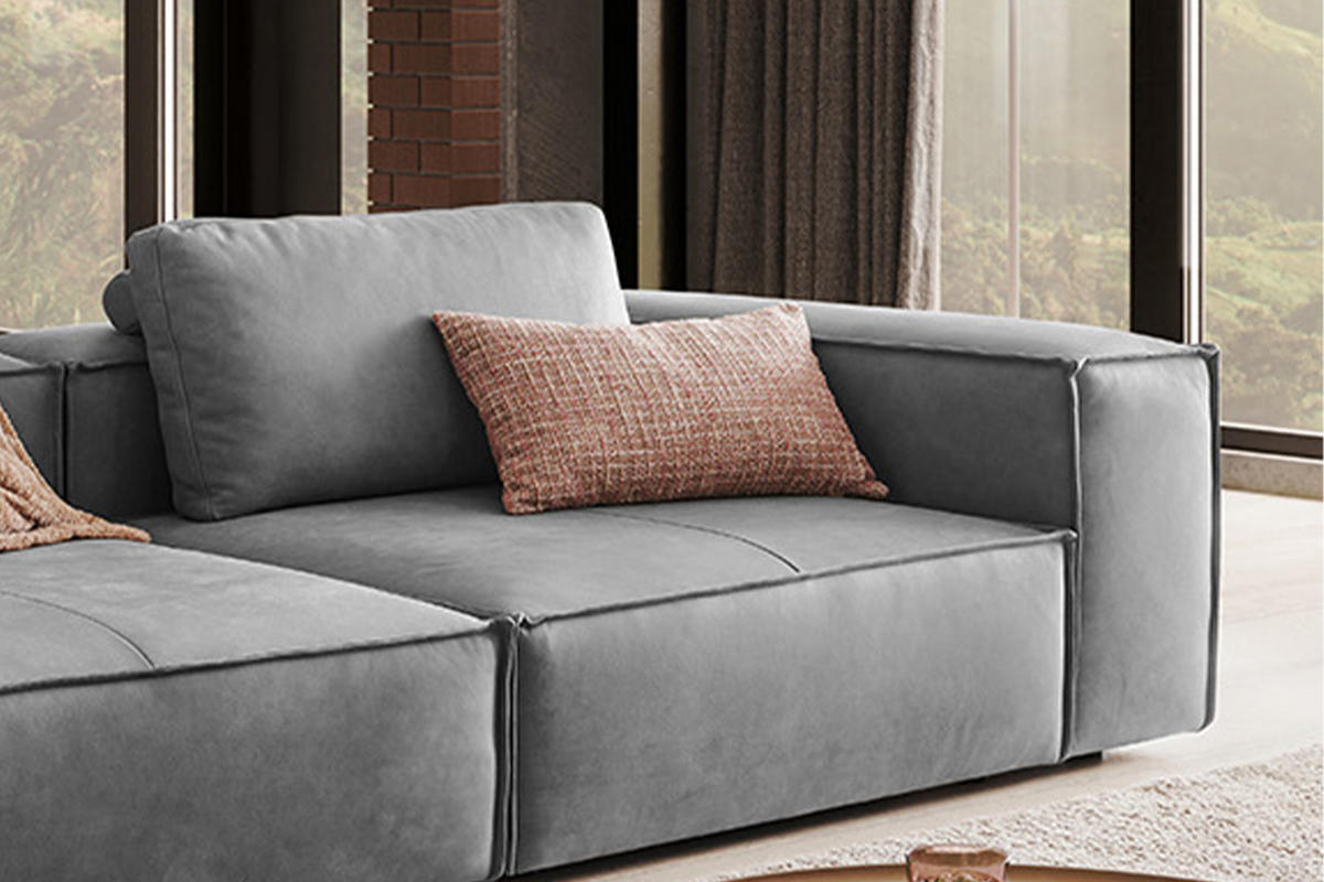 SOFA CARMO Grau Leder - Schwarz/Grau, Leder/Kunststoff (266/68/118cm) - KAWOLA
