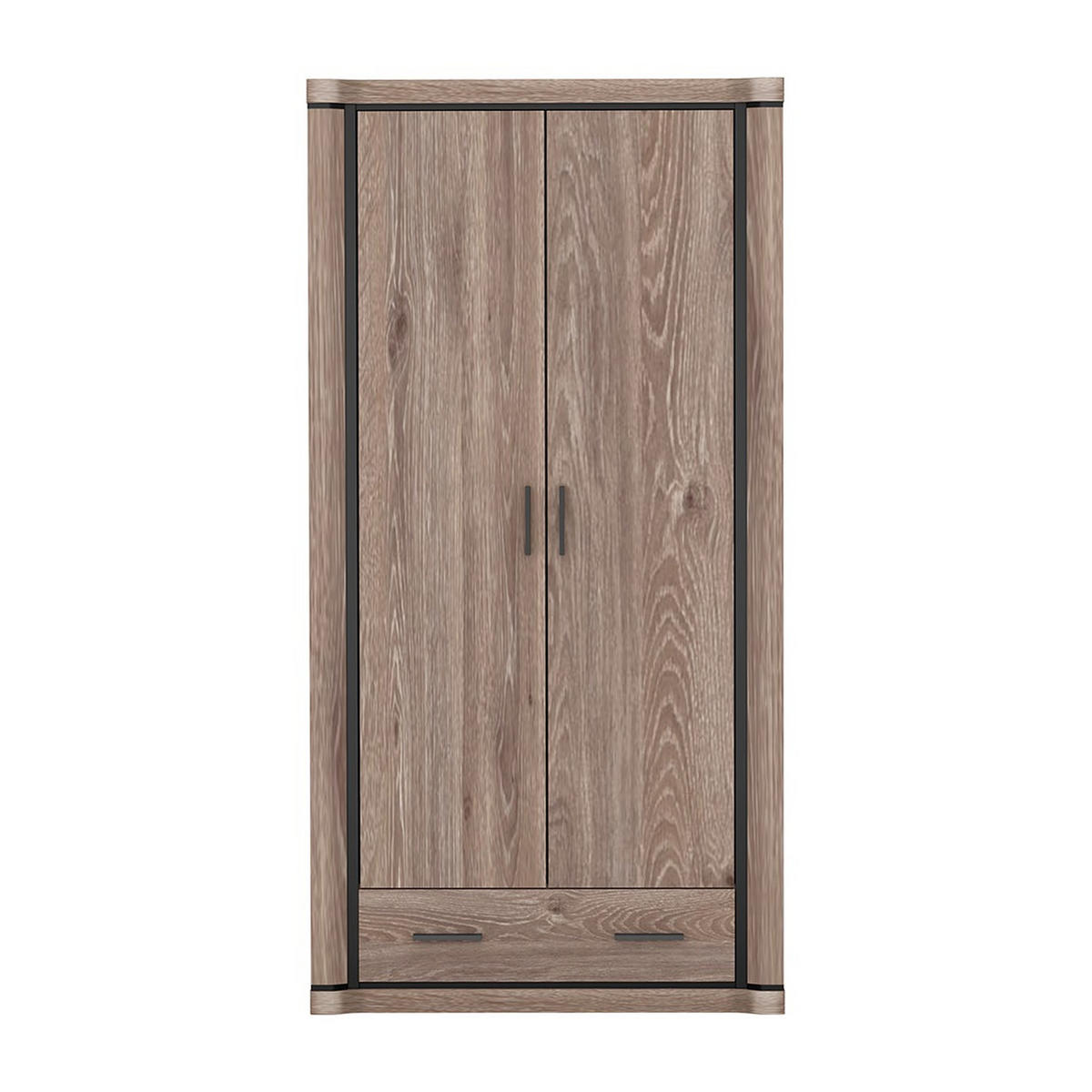 KLEIDERSCHRANK Dallas D-20 97 x 192 x 59 cm Trüffeleiche - Trüffeleichefarben/Schwarz, Holzwerkstoff/Kunststoff (97/192/59cm) - Koseto