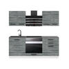 KÜCHENZEILE Mary 180 cm, ohne Arbeitsplatten, Glamour Wood - Grau, Holz (180/204/60cm) - B BELINI GROUP