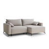 ECKSOFA MIT SCHLAFFUNKTION Leon Hellbeige Webstoff - Beige/Schwarz, Holz/Holzwerkstoff (239/148cm) - Maison de Reve