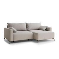 ECKSOFA MIT SCHLAFFUNKTION Leon Hellbeige Webstoff - Beige/Schwarz, Holz/Holzwerkstoff (239/148cm) - Maison de Reve
