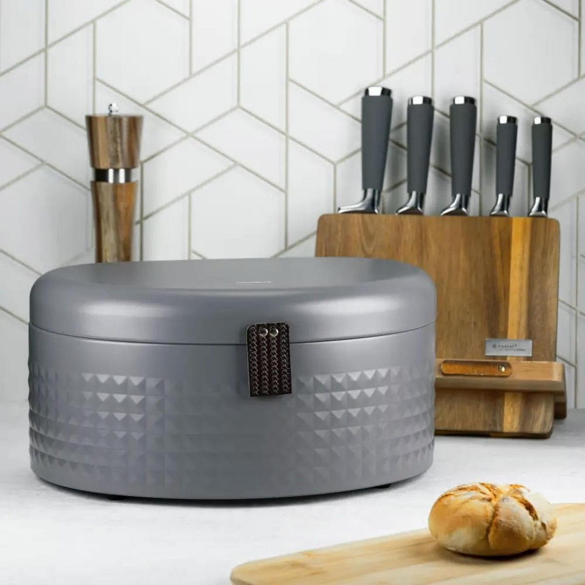 BROTKASTEN Grau 36/24/18.5 cm KB7578 - Grau, Metall (24/18.5/36cm) - Klausberg 
