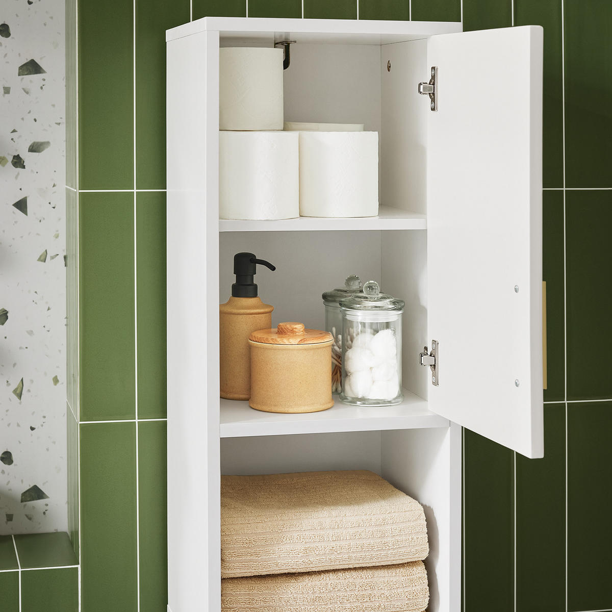 HOCHSCHRANK Weiß - Weiß, Holzwerkstoff/Metall (30/170/30cm) - SoBuy
