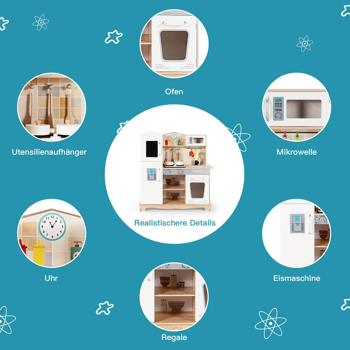 SPIELSET Natur - Naturfarben, Holzwerkstoff (29/88.5/81cm) - COSTWAY